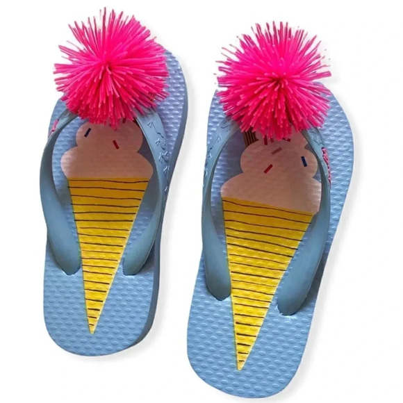 Joules | Ice Cream Pom-Pom Flip Flops (7) 🍦 - Picture 1 of 4